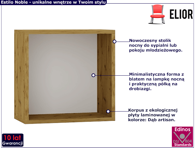 Stolik nocny dąb artisan Estilo Noble 13X