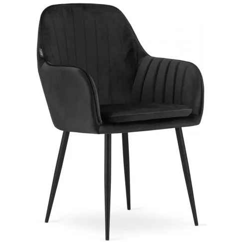 zestaw 2 czarnych nowoczesnych krzeseł welurowych negros