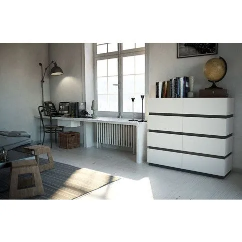 Szczegółowe zdjęcie nr 4 produktu Komoda Ogitro 4X - biała + grafit