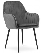 Ciemnoszare welurowe krzesło metalowe - Negros 3X w sklepie Edinos.pl