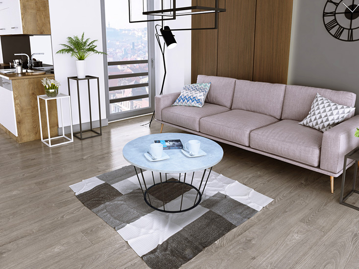 Wizualizacja stolika kawowego Melbro 4X czarny+beton