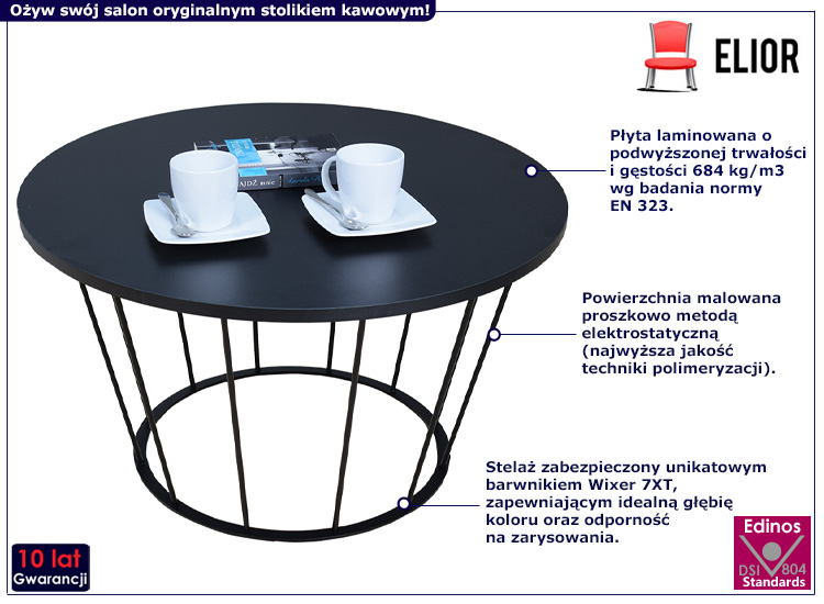 Druciany stolik kawowy Savik 4X czarny