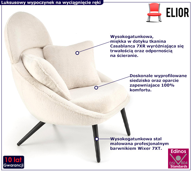 Biały fotel wypoczynkowy Limora