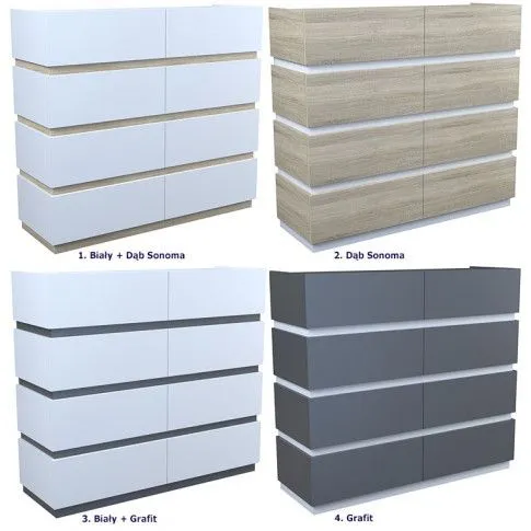 Szczegółowe zdjęcie nr 5 produktu Komoda Ogitro 4X - grafit + biała