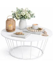 Biały okrągły stolik kawowy - Melbro 5X w sklepie Edinos.pl