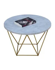 Okrągły stolik kawowy ze złotym stelażem beton - Boreko 3X