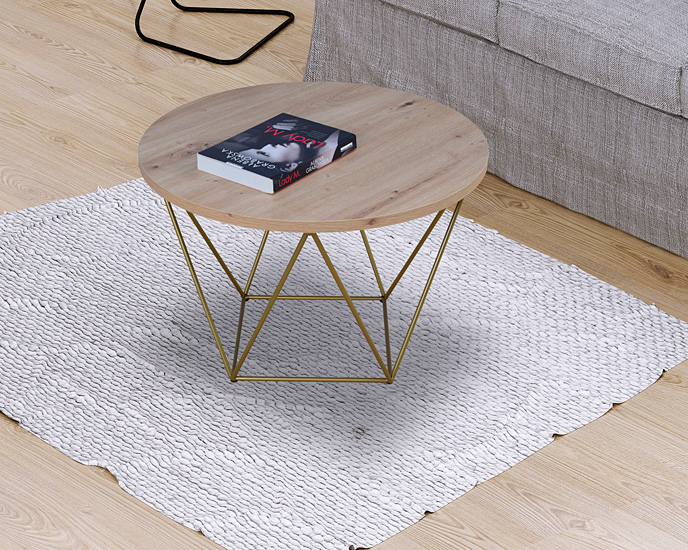 Wizualizacja stolika kawowego Tympa 3X dąb artisan