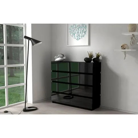 Zdjęcie czarna komoda lakierowana do salonu, biura, sypialni Ogitro 5X | Edinos.pl