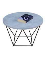 Okrągły stolik kawowy z geometrycznym stelażem beton - Boreko 4X w sklepie Edinos.pl