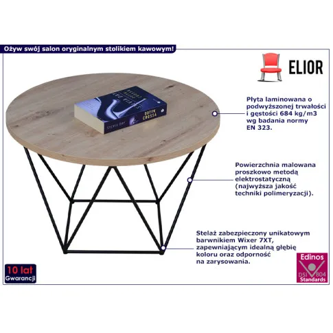 Nowoczesny stolik kawowy Boreko 4X dąb artisan