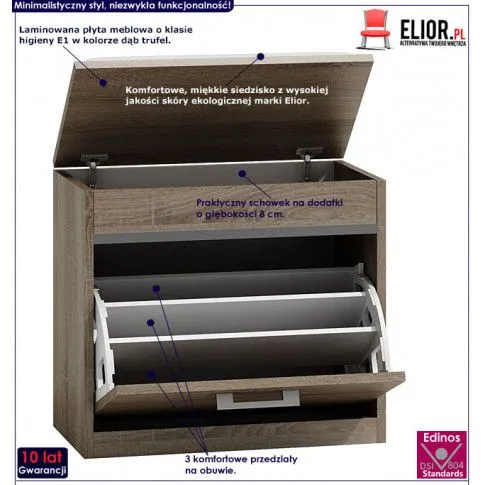 Fotografia Szafka na buty z siedziskiem Cella 2X - dąb trufel z kategorii Przedpokój