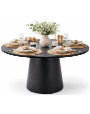 Czarny okrągły skandynawski stół na jednej nodze - Elezie w sklepie Edinos.pl