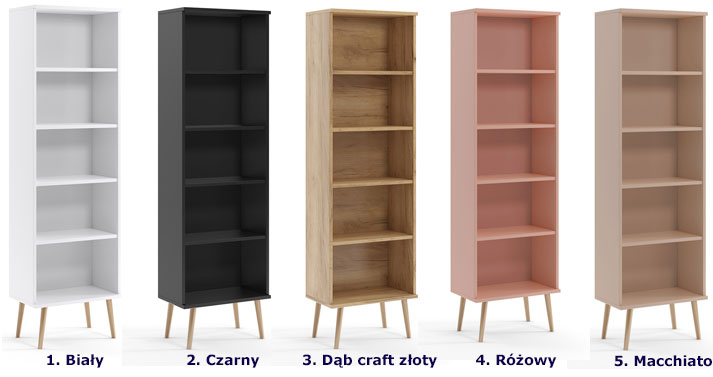 Regał słupek na książki pięciopoziomowy Geza 7X