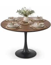 Okrągły stół z blatem w kolorze orzech - Malcolm w sklepie Edinos.pl