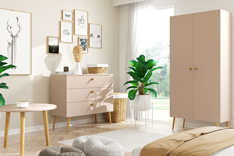 Komoda z 3 szufladami w stylu skandynawskim w modnym kolorze macchiato Geza 8X