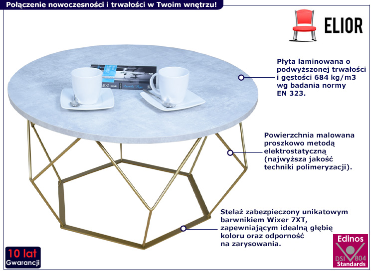 Nowoczesny stolik kawowy Borix 3X beton