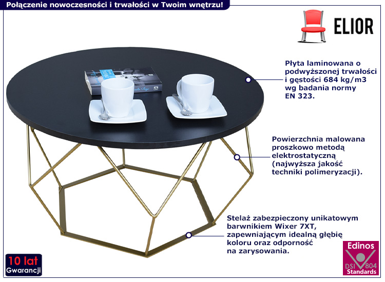 Nowoczesny stolik kawowy Liliana 3X czarny