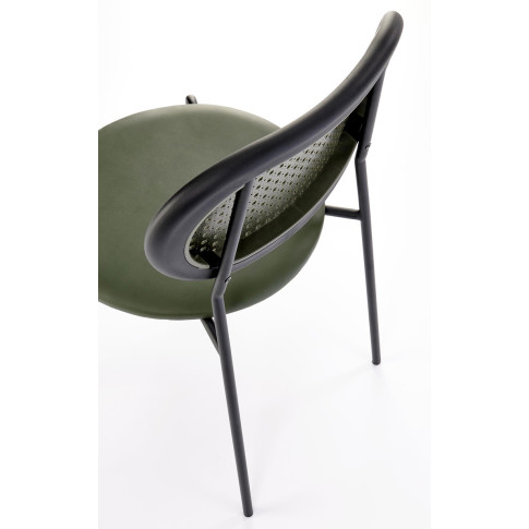 Zielone krzesło z rattanowym oparciem Omix