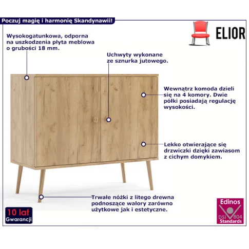 Komoda w stylu boho dąb craft Tida 9X