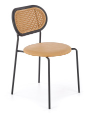 Jasnobrązowe krzesło tapicerowane ekoskórą - Omix w sklepie Edinos.pl