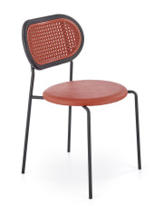 Bordowe tapicerowane krzesło z rattanem - Omix w sklepie Edinos.pl