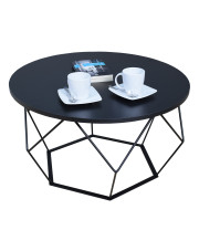 Czarny stolik kawowy z metalowym stelażem - Borix 4X w sklepie Edinos.pl