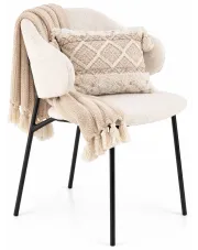 Kremowe nowoczesne krzesło tapicerowane - Movissa w sklepie Edinos.pl