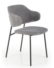 Szare tapicerowane krzesło z kubełkowym oparciem - Waxo w sklepie Edinos.pl