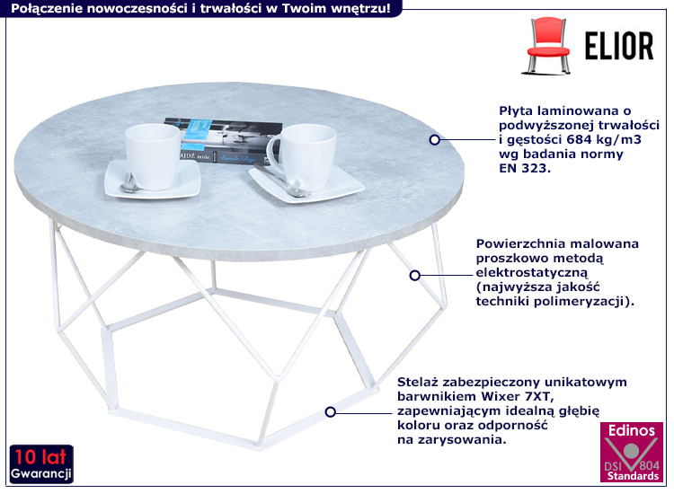 Nowoczesny stolik kawowy Borix 5X beton