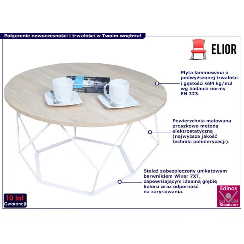 Nowoczesny stolik kawowy Borix 5X dąb sonoma