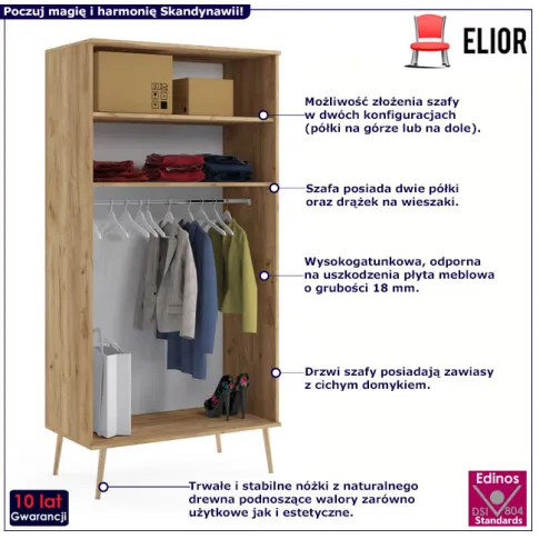 Skandynawska szafa na ubrania Tida 11X dab craft