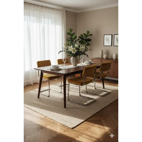 Musztardowe krzesło bauhaus na płozach   Radag