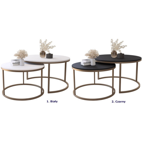 koloru metalowego zestawu 2 okrągłych stolików glamour onrero 5x
