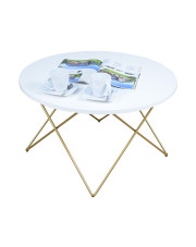 Okrągły stolik kawowy w stylu glamour biały - Murilo 3X  w sklepie Edinos.pl