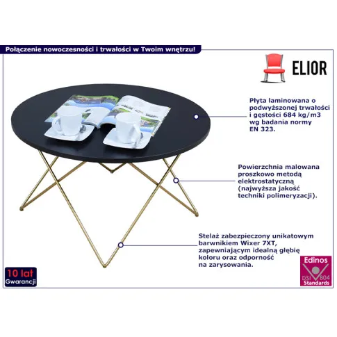 Nowoczesny stolik kawowy Murilo 3X czarny blat