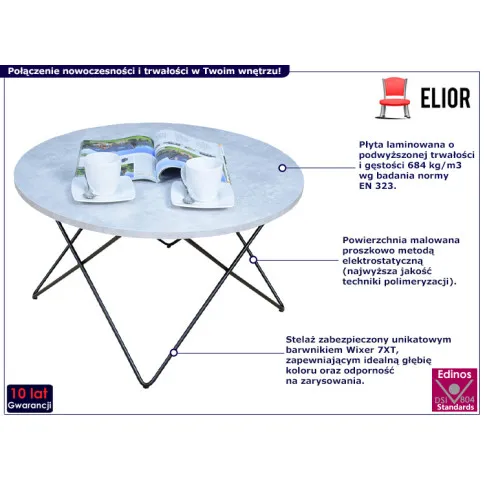 Nowoczesny stolik kawowy Murilo 4X beton blat