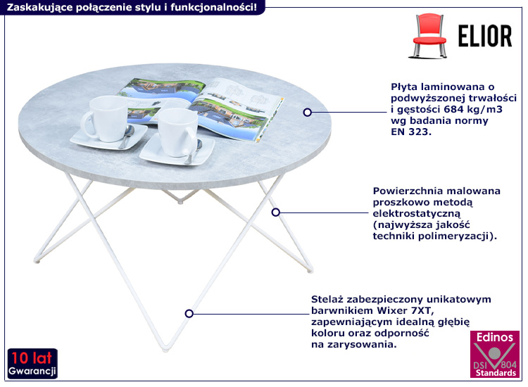 Nowoczesny stolik kawowy Murilo 5X beton blat