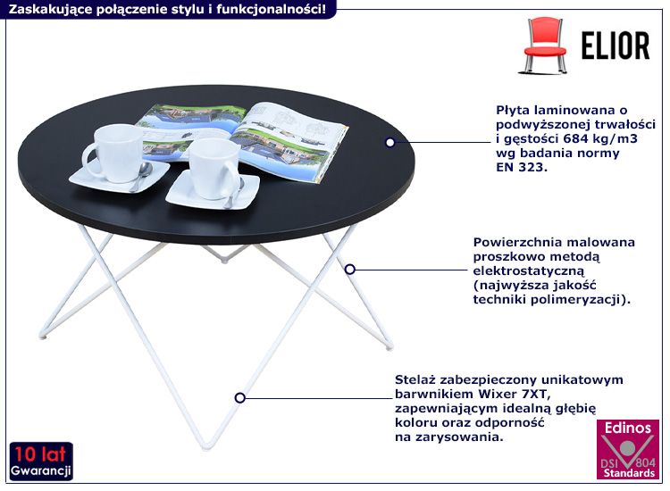 Nowoczesny stolik kawowy Noemi 5X czarny blat