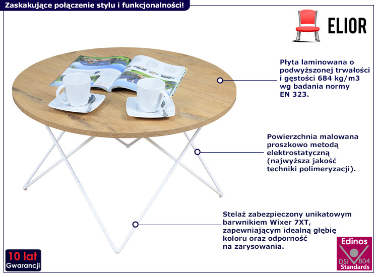 Nowoczesny stolik kawowy Noemi 5X dąb lancelot blat