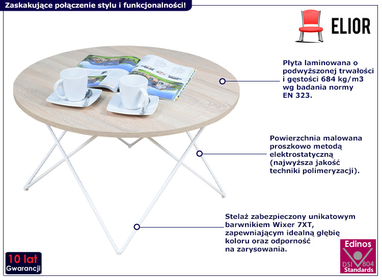 Nowoczesny stolik kawowy Murilo 5X dąb sonoma blat