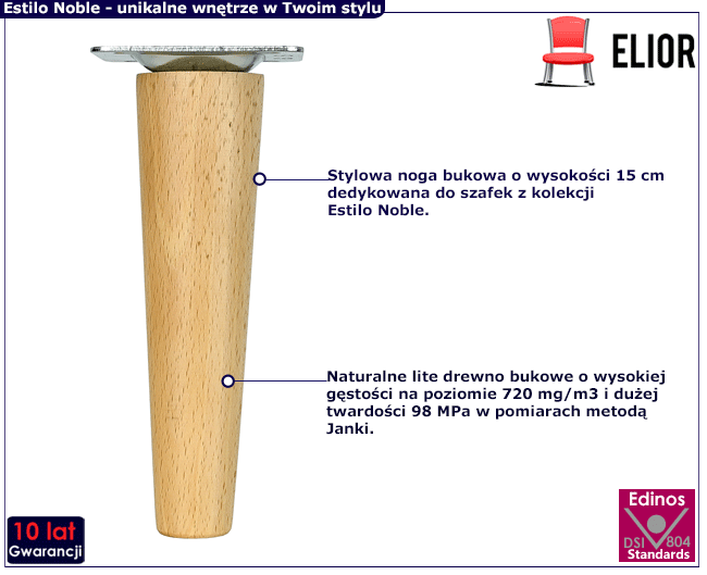 Nóżki bukowe 15 cm Estilo Olvina 30X