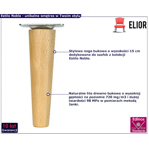 Naturalna bukowa noga 15cm Estilo Noble 30X