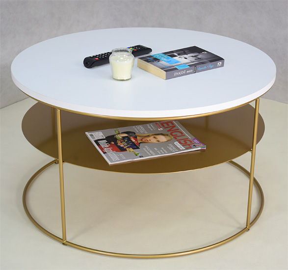 Wizualizacja stolika kawowego Karolis 3X biały+złoty