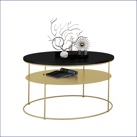 Wizualizacja stolika kawowego Karolis 3X czarny+złoty