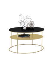 Okrągły stolik kawowy w stylu glamour czarny - Karolis 3X w sklepie Edinos.pl