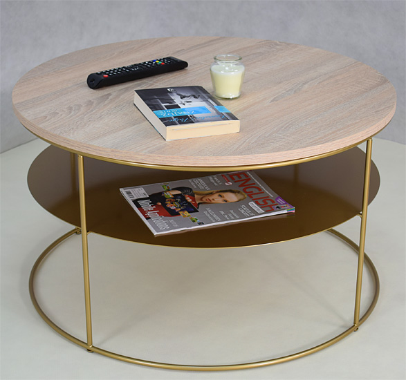 Wizualizacja stolika kawowego Karolis 3X dąb sonoma+złoty