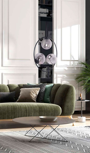 Okragła lampa wisząca z grafitowymi kloszami nad stół A201-Karox