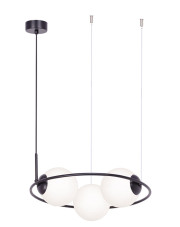 Lampa metalowy okrąg z białymi kloszami nad stół - A202-Anoba w sklepie Edinos.pl