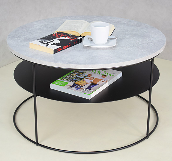 Wizualizacja stolika kawowego Karolis 4X beton+czarny