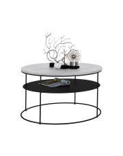 Okrągły stolik kawowy z półką beton - Karolis 4X w sklepie Edinos.pl